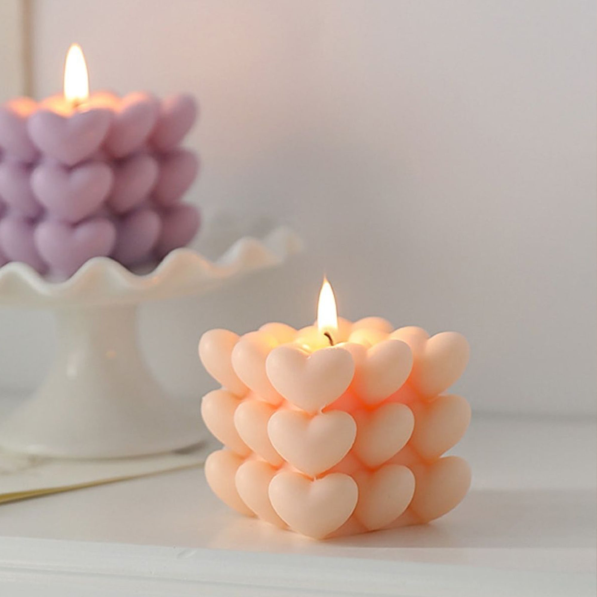 Heart Bubble candle cube